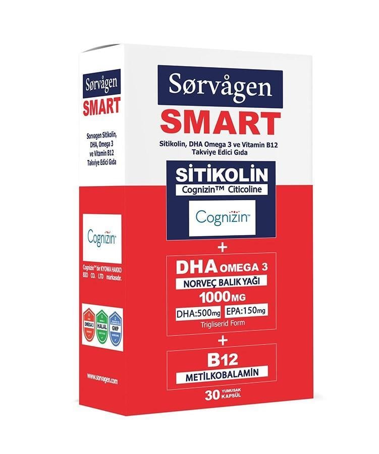 Sorvagen Smart Citicoline DHA Omega 3 and B12 30 Capsules | Winvitamin